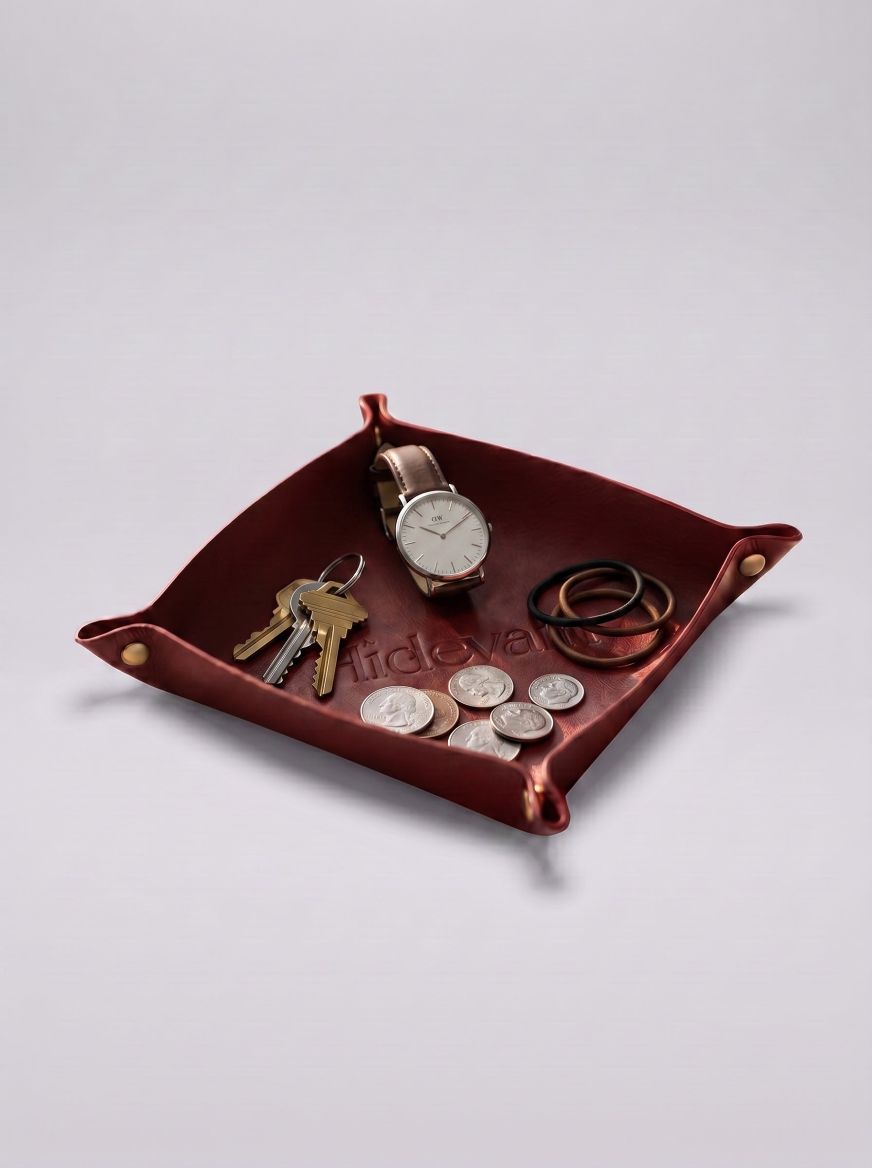 Hidevain Leather Valet Tray [Red]
