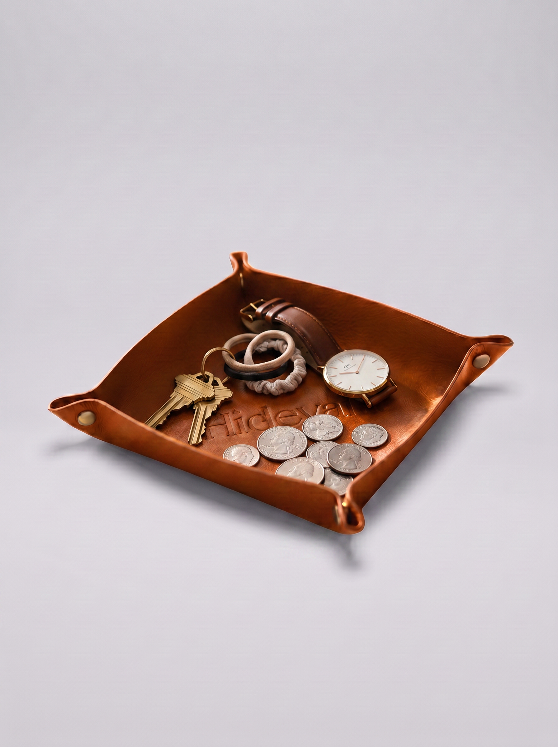 Hidevain Leather Valet Tray [Orange]