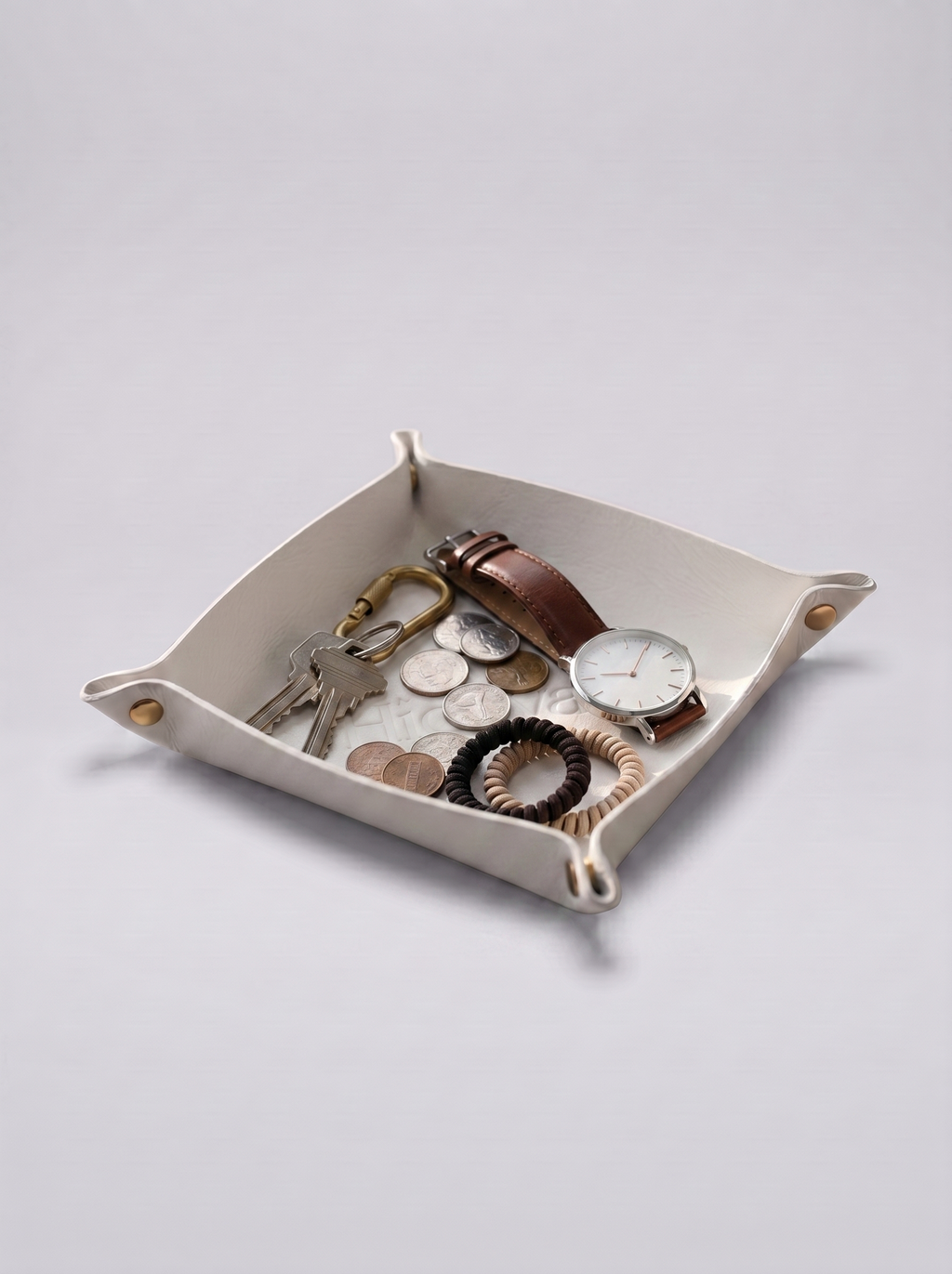 Hidevain Leather Valet Tray [White]