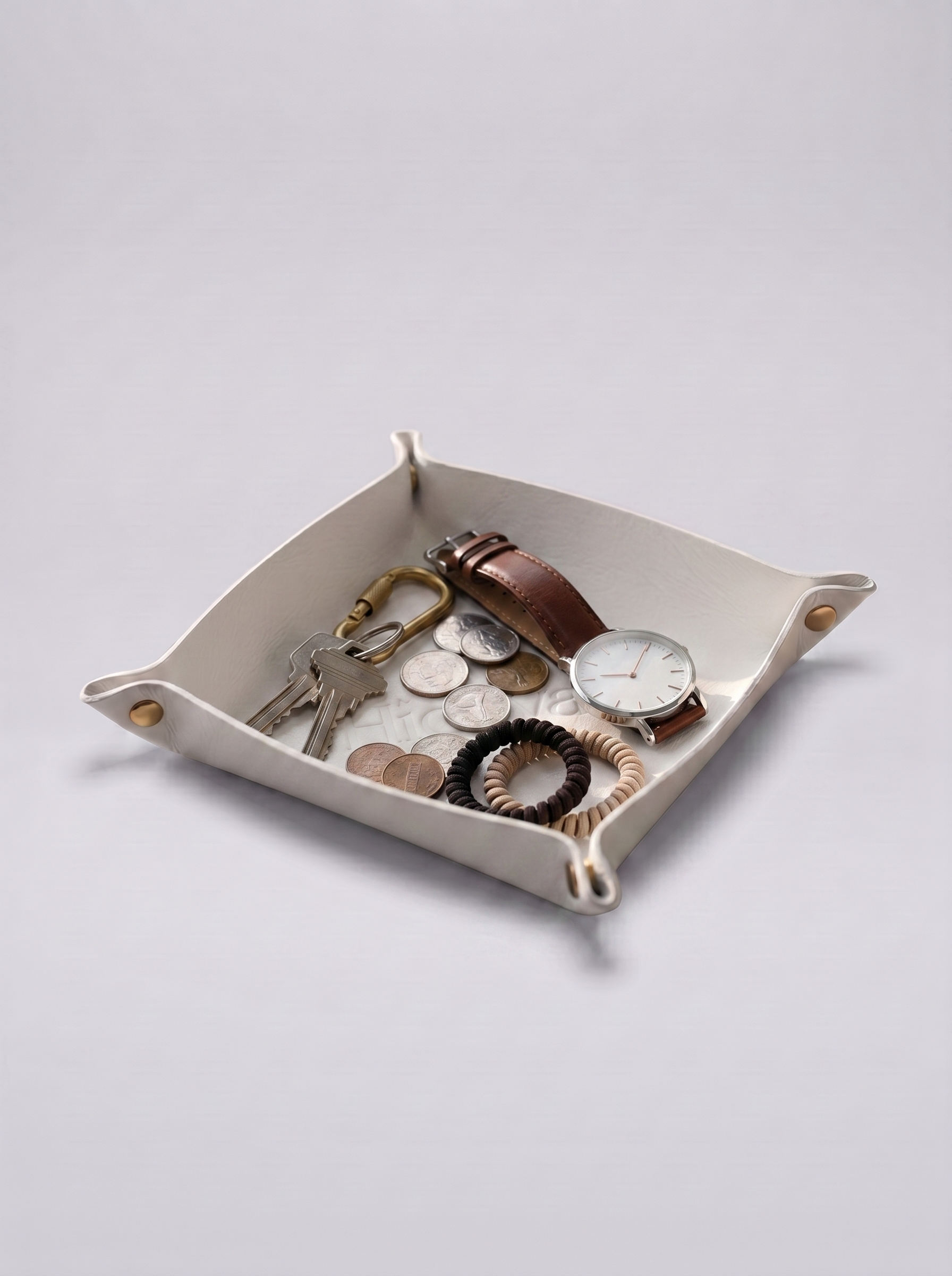 Hidevain Leather Valet Tray [White]