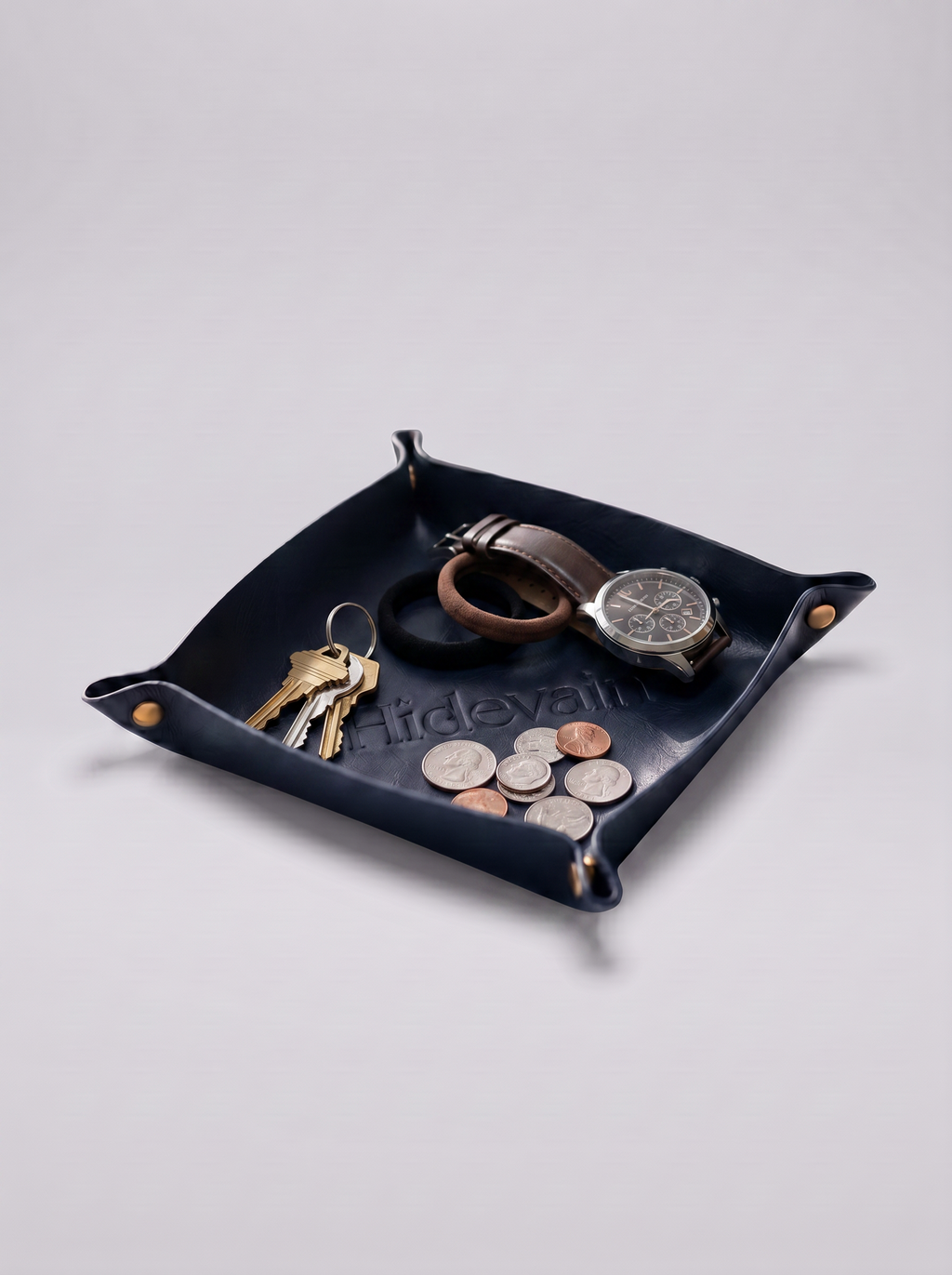 Hidevain Leather Valet Tray [Navy]