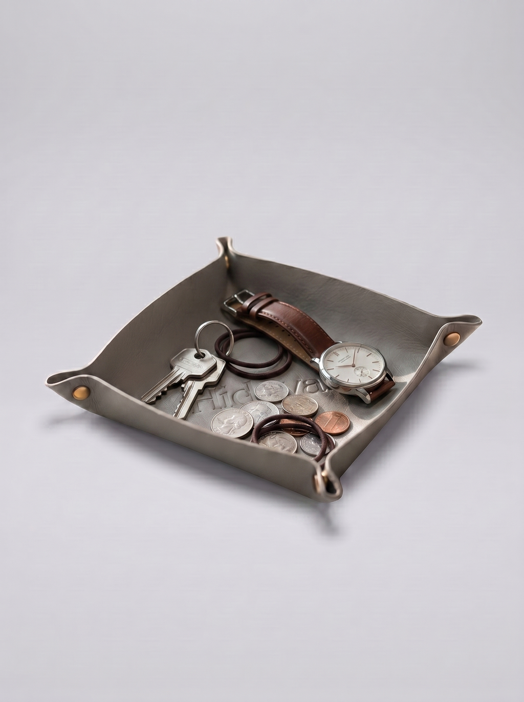 Hidevain Leather Valet Tray [Gray]