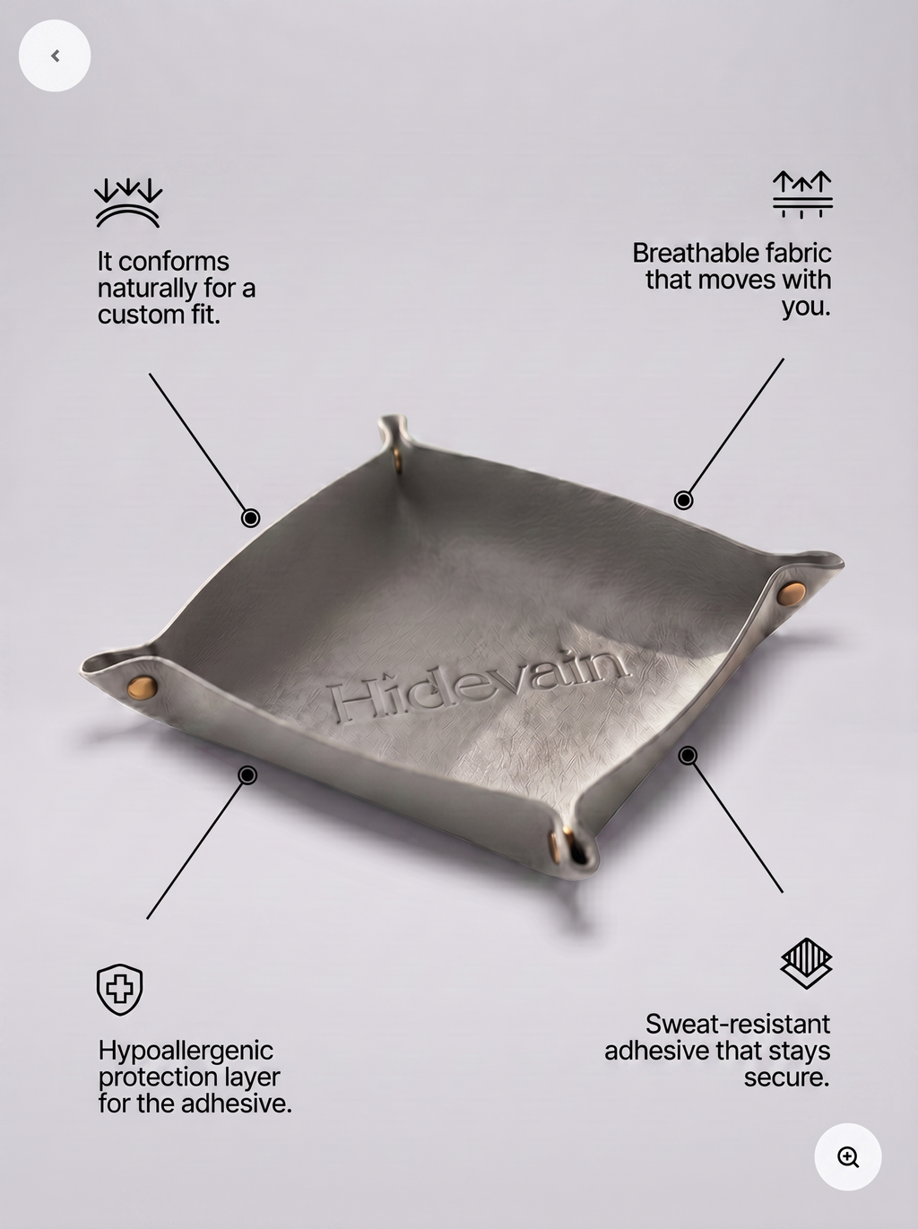 Hidevain Leather Valet Tray [Gray]