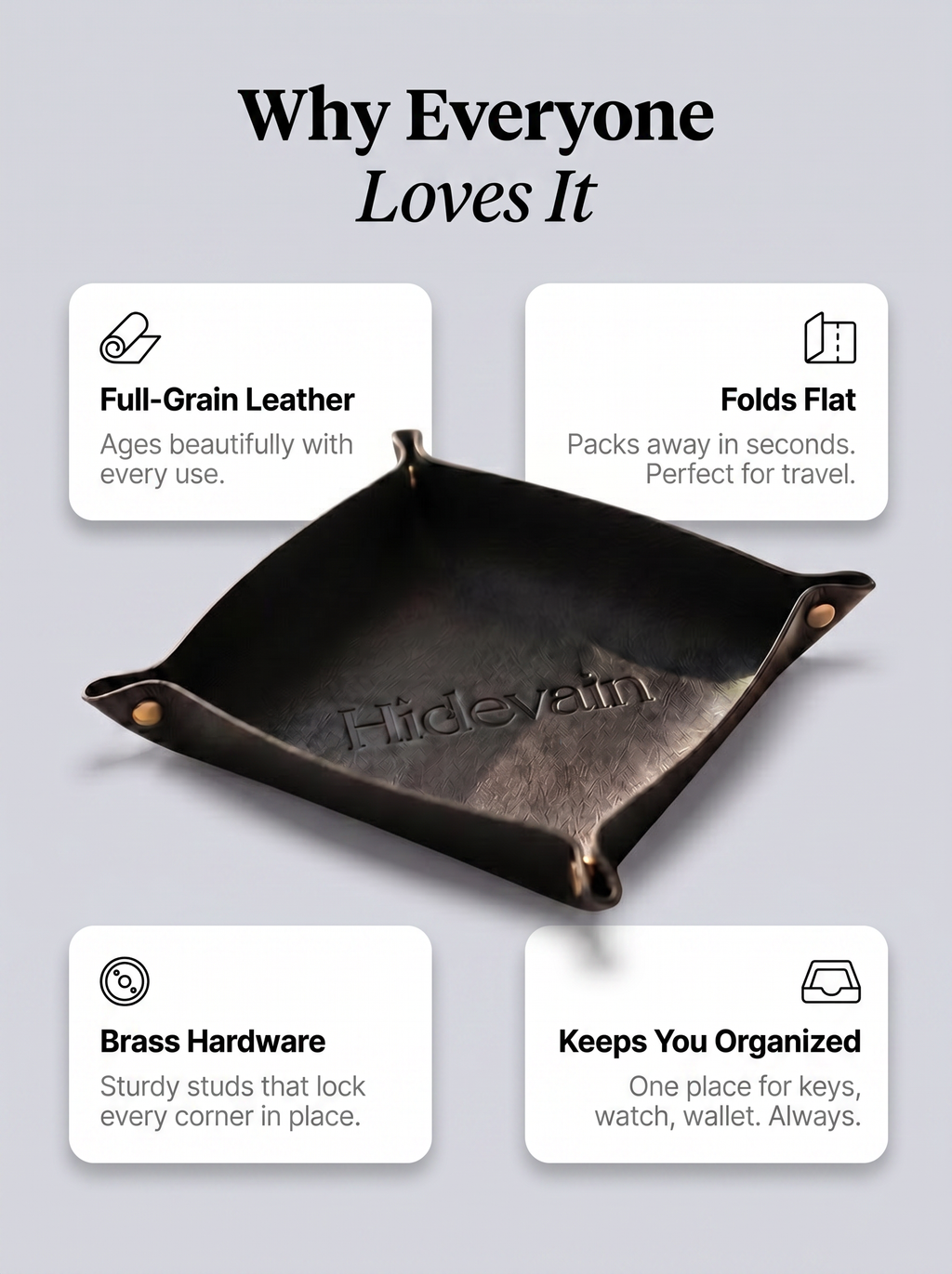 Hidevain Leather Valet Tray [Black]