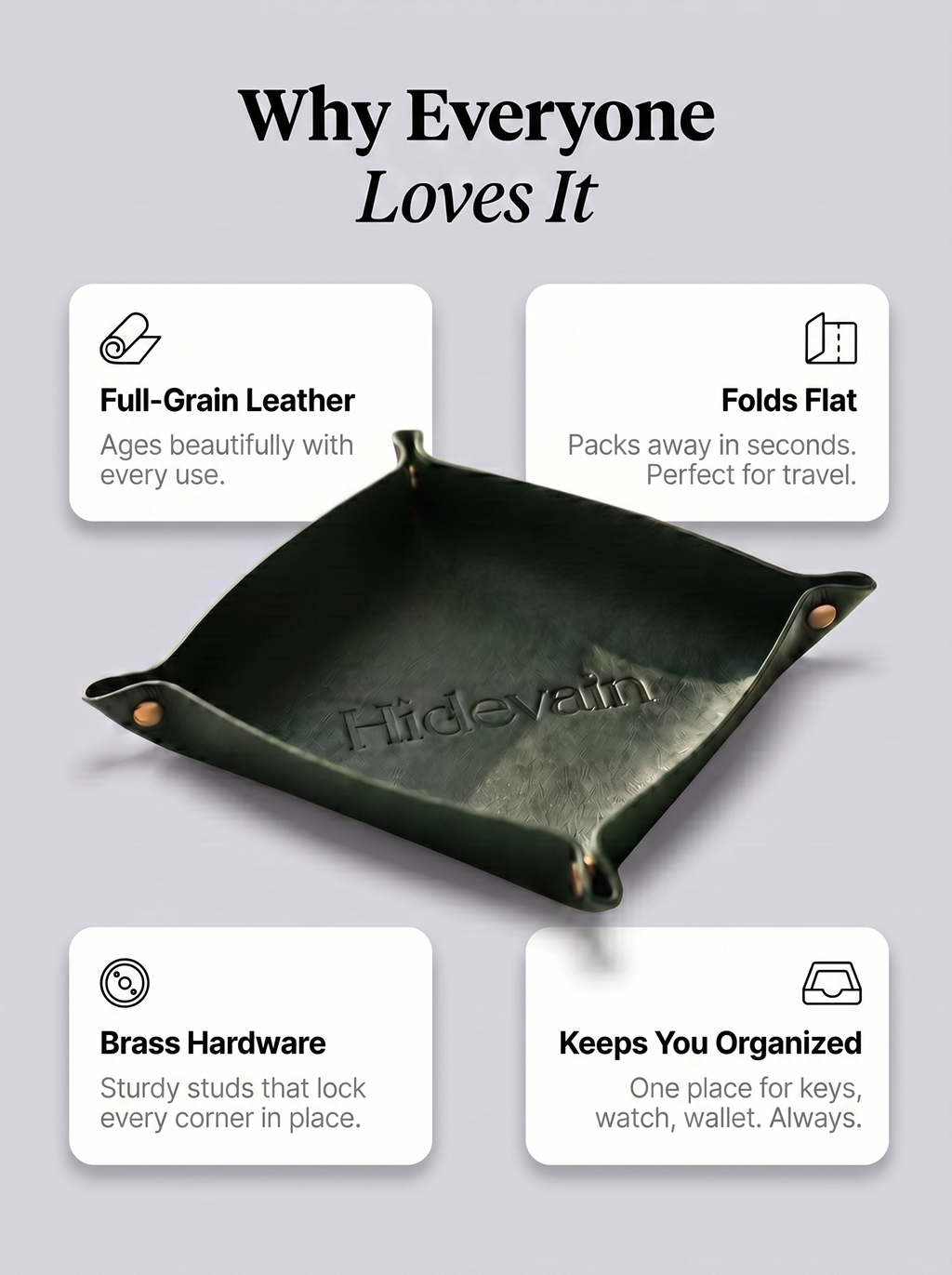 Hidevain Leather Valet Tray [Green]