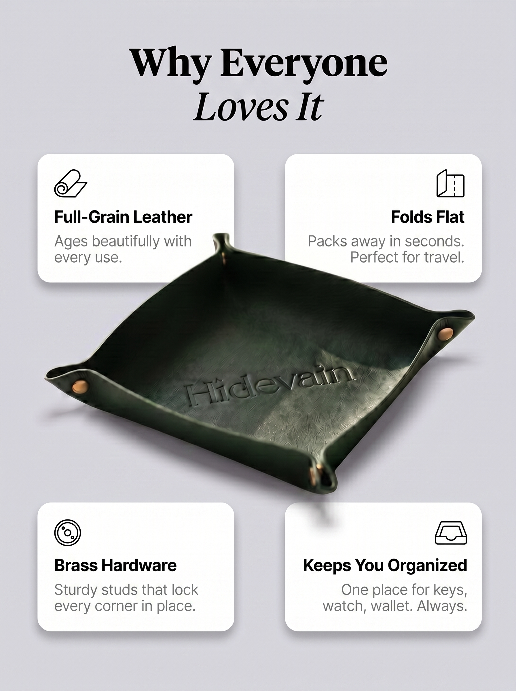 Hidevain Leather Valet Tray [Green]