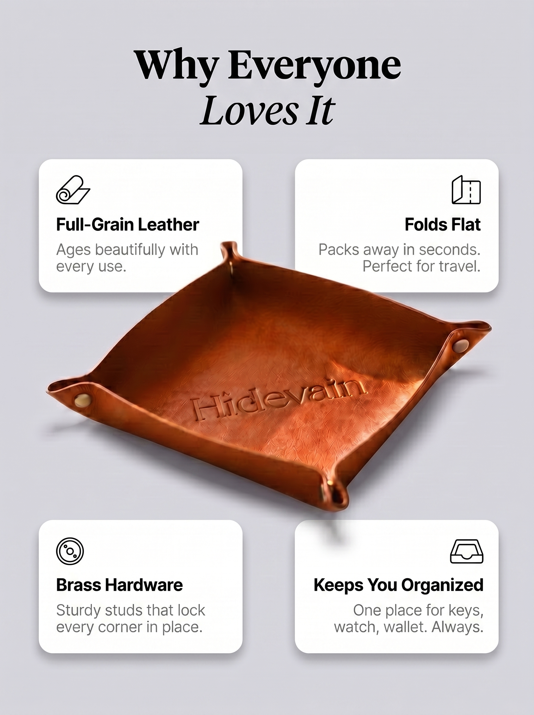 Hidevain Leather Valet Tray [Orange]