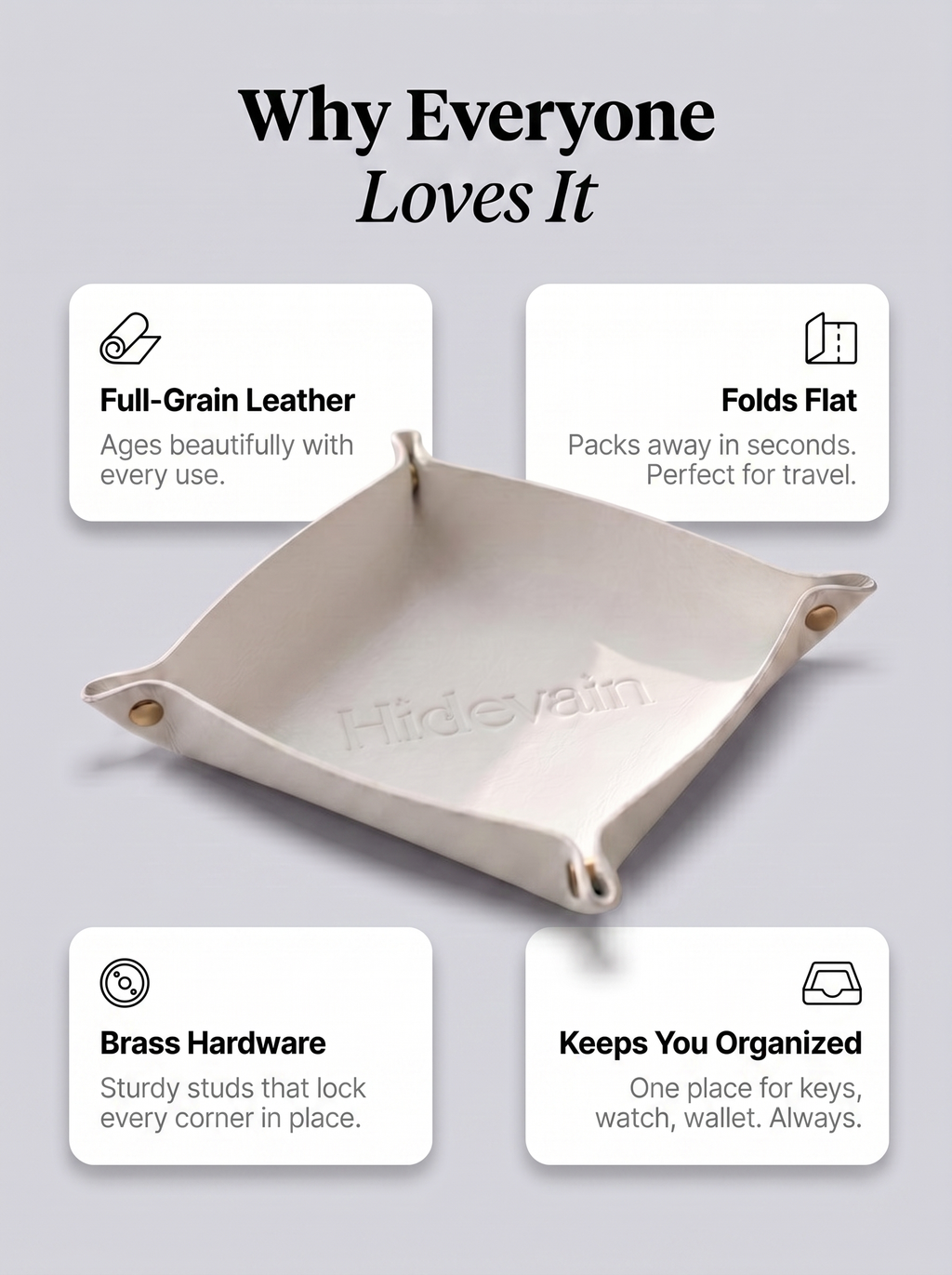 Hidevain Leather Valet Tray [White]