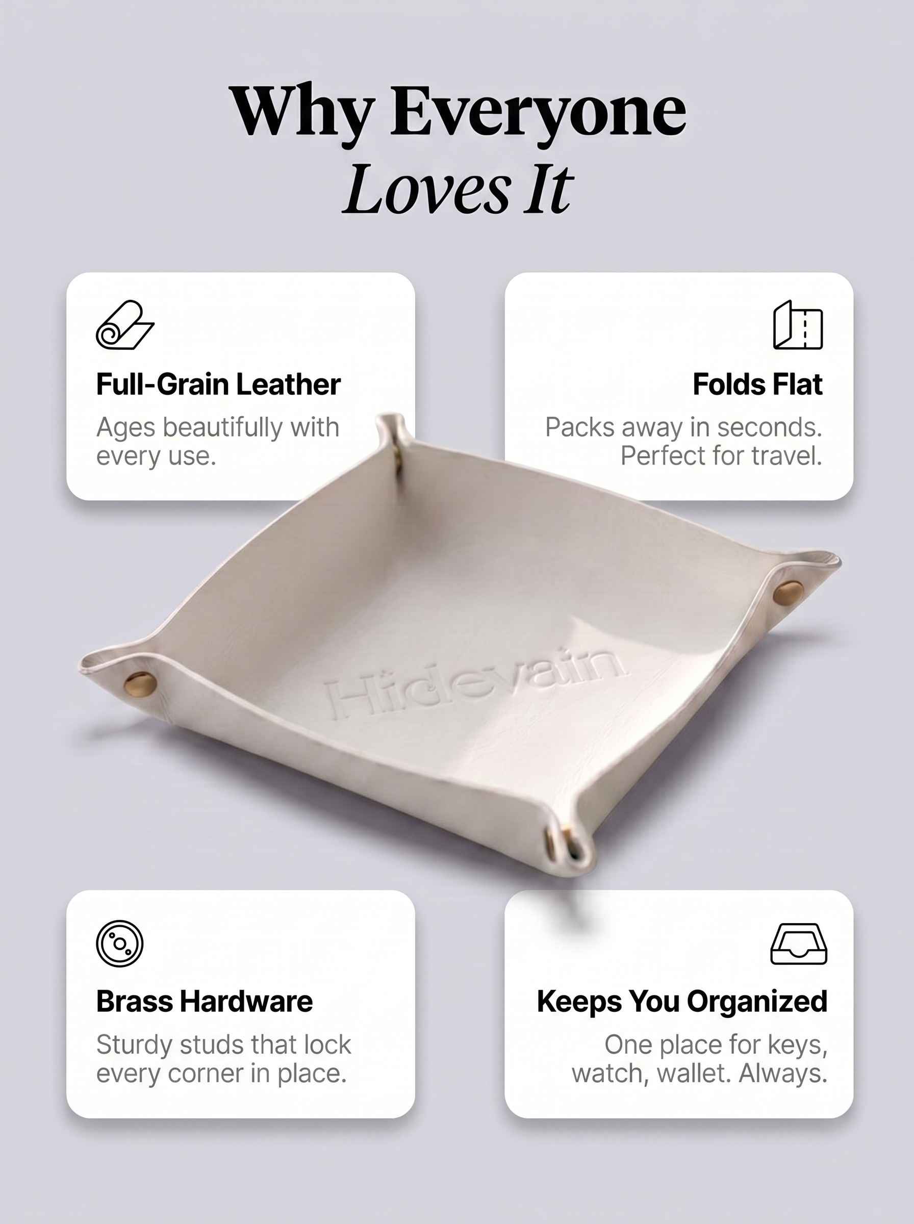 Hidevain Leather Valet Tray [White]
