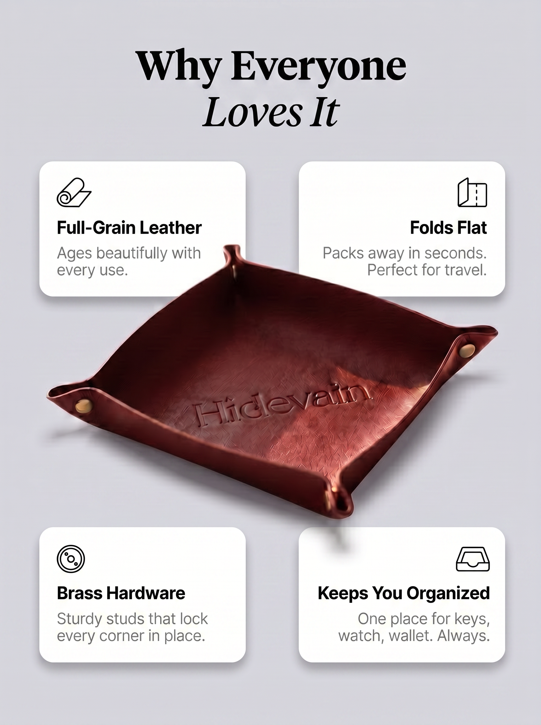 Hidevain Leather Valet Tray [Red]