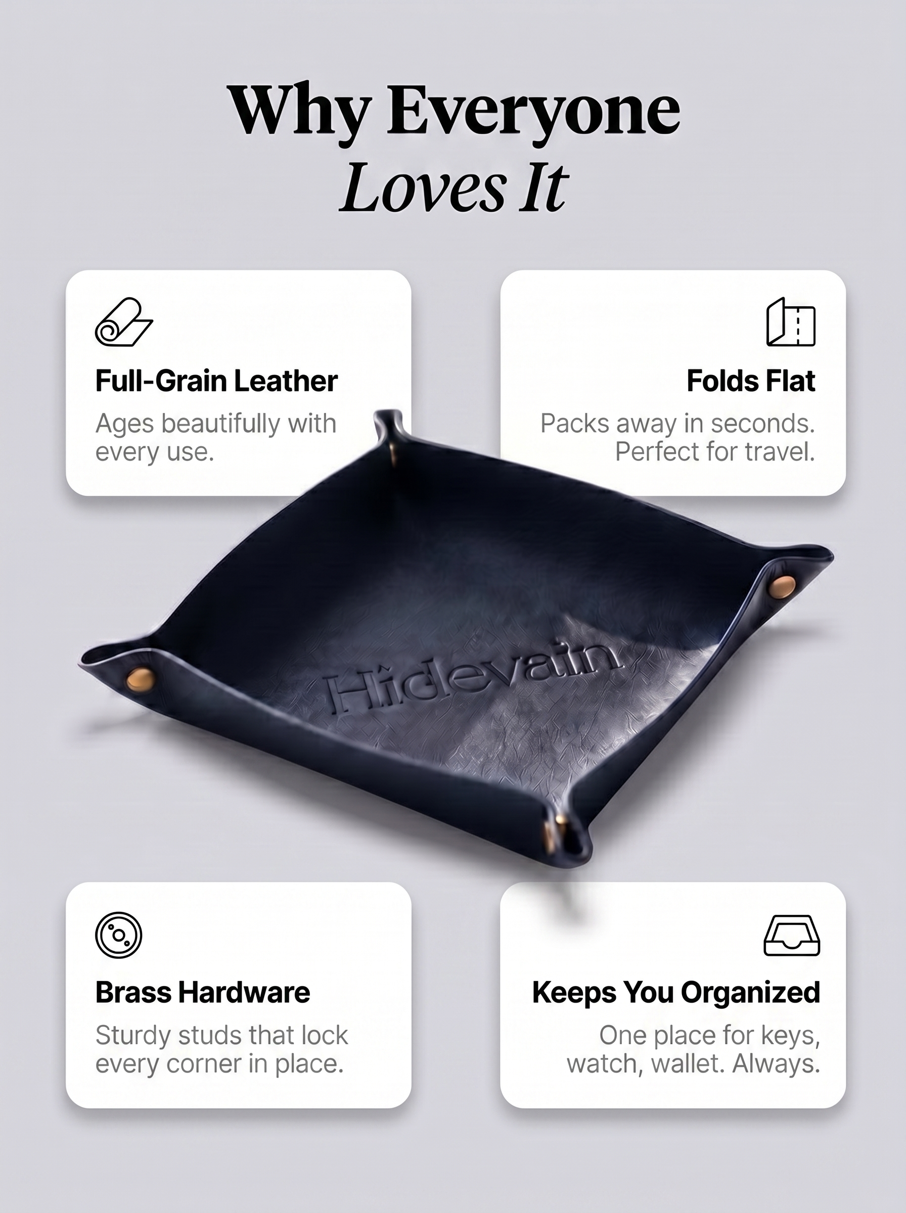 Hidevain Leather Valet Tray [Navy]