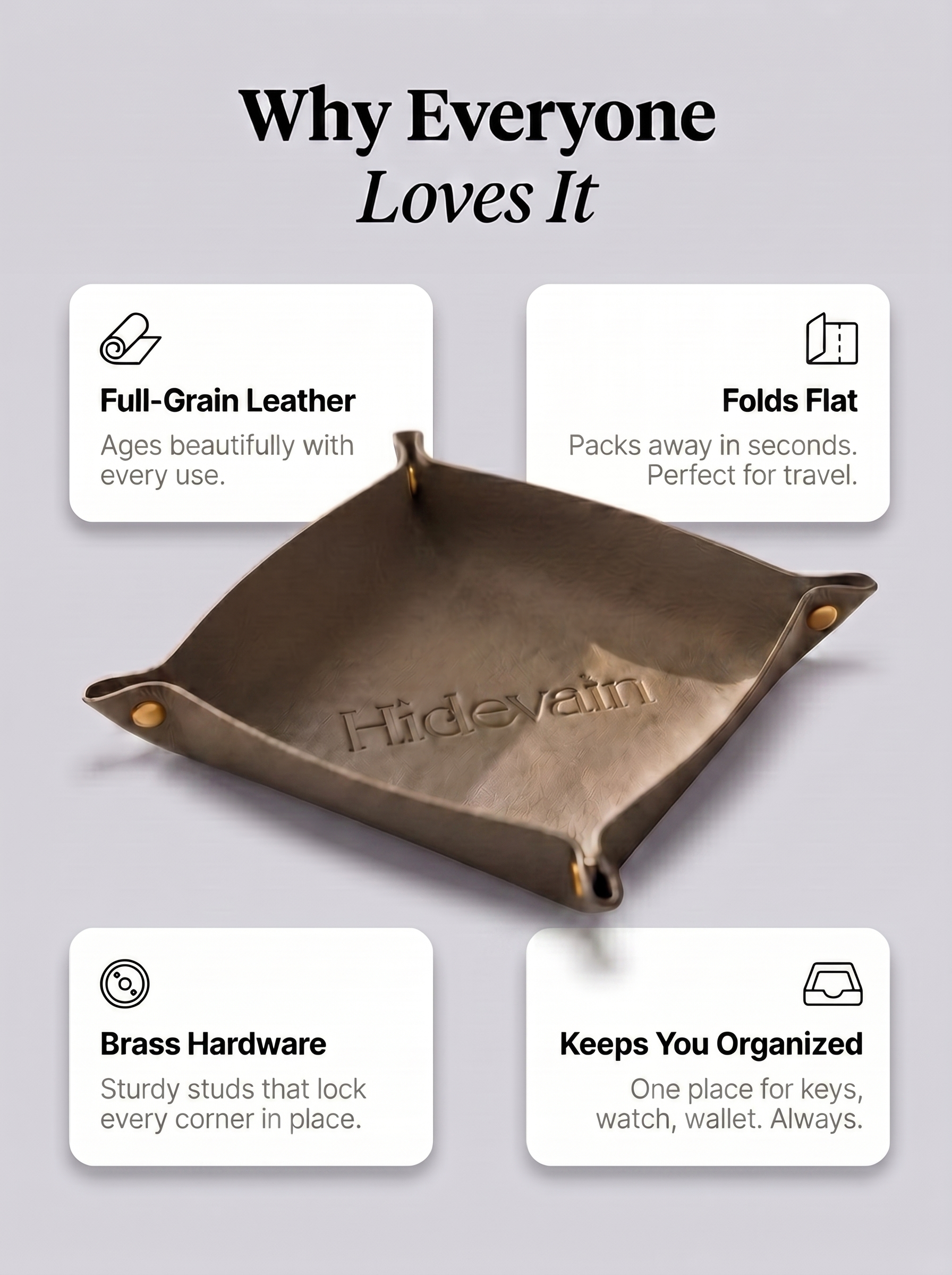 Hidevain Leather Valet Tray [Beige]