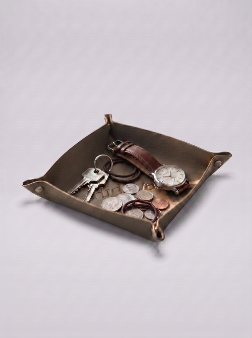 Hidevain Leather Valet Tray [Beige]